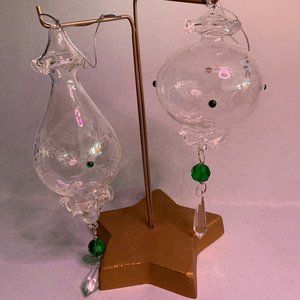 Set of two Clear glass christmas ornaments